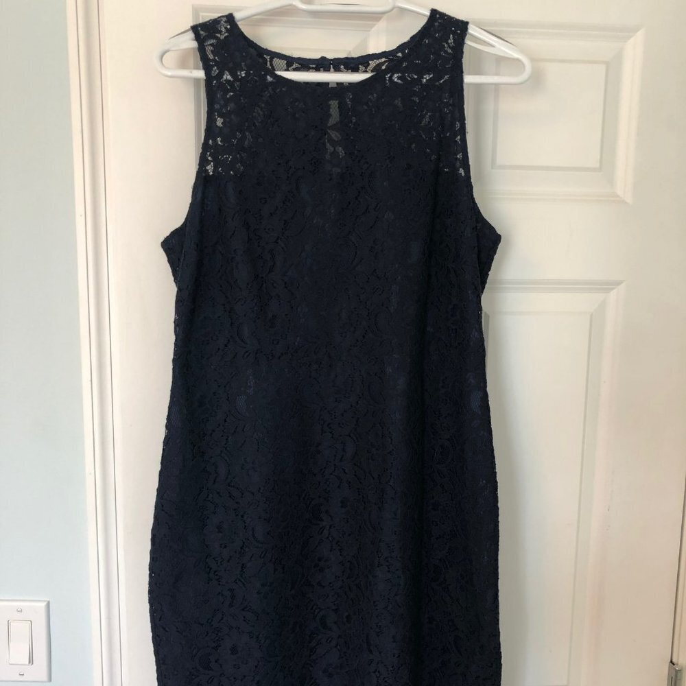 J. Crew Factory Navy Lace Mini Dress